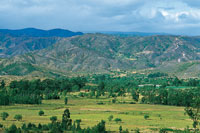 Panormica del altiplano de Villa de Samac, donde se observa la planicie aluvial y las montaas disectadas.