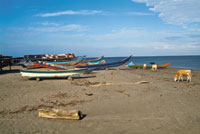 Escena tpica en la playa de una aldea costera.