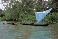 Pescadores en el delta del ro Pata.