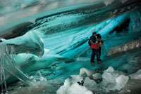 El cambio climático causa el retroceso de los glaciares a un ritmo acelerado. Interior de un glaciar en la Sierra Nevada del Cocuy.