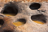 Oquedades que se forman por la corriente en el raudal Maipures, río Orinoco.