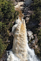 Donde las corrientes de agua se precipitan libremente sobre los abismos, se escenifica uno de los espectáculos más sobrecogedores de la naturaleza. 
Salto de El Buey, Antioquia.