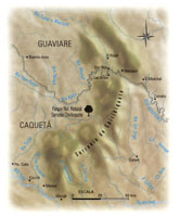 Chiribiquete es una serrana de ms de 250 km de longitud; es considerada como el conjunto de tepuyes ms importante del pas